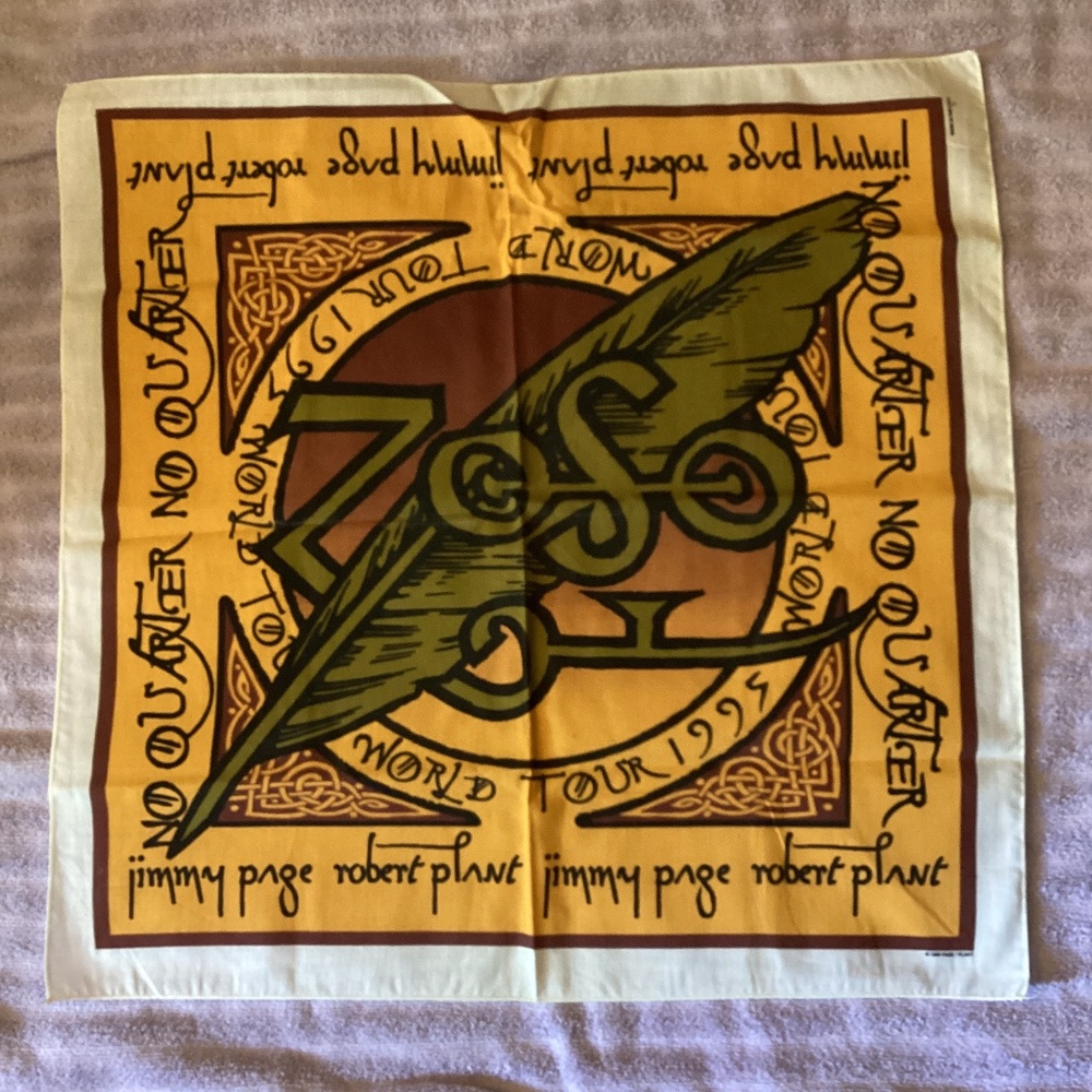 Vintage Robert Plant Jimmy Page No Quarter ZoSo Bandana World Tour 1995